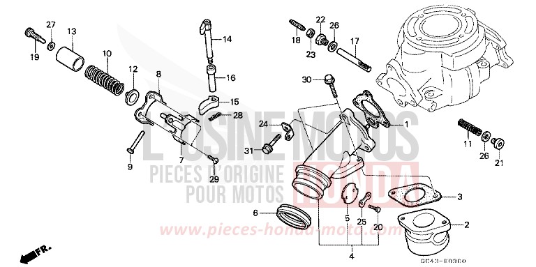 AUSPUFFKRUEMMER von CR80R "große Räder" FLASH RED (R119) von 1985